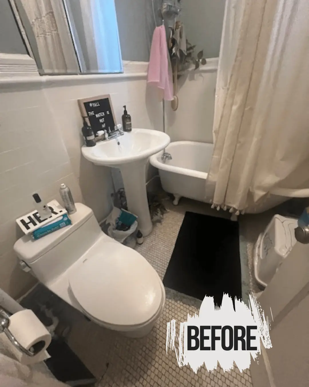 Outdated bathroom before remodeling project in New Jersey by Designs by D and J.